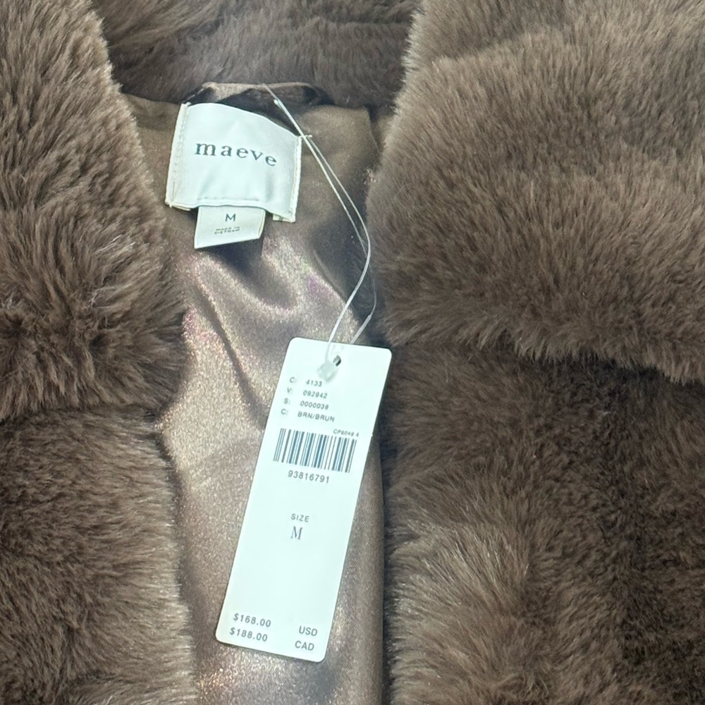 Maeve Chocolate Faux Fur Coat - Picture 4 of 9